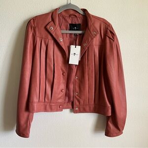 7 For All Mankind Dusty Pink Vegan Leather  Bomber Jacket